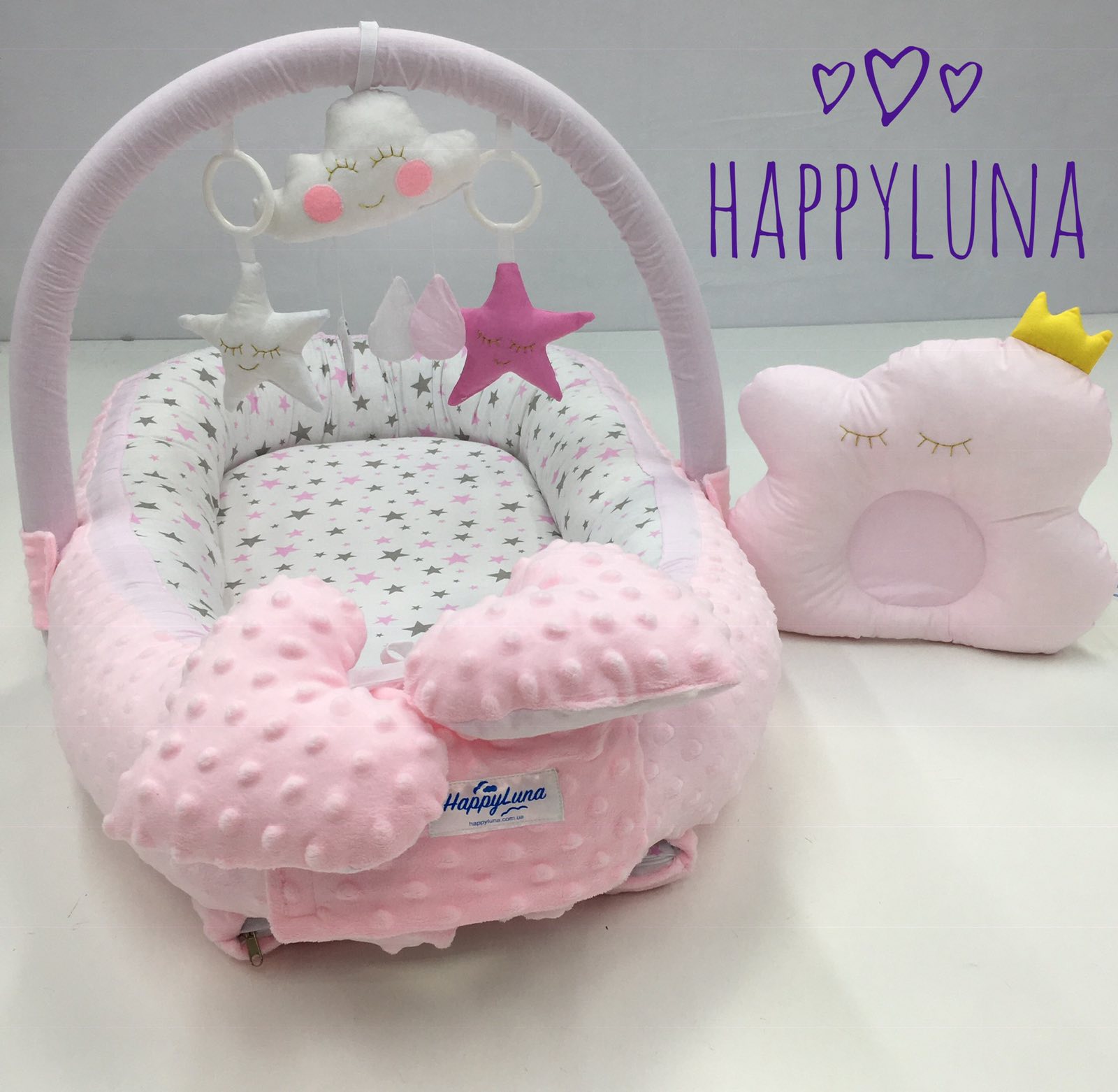Кокон-гніздечко Унісекс кольоровий Happy Luna 0172/Зірочки/рож