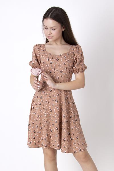 Платье повседневное для девочки коричневый Mevis 4547-02