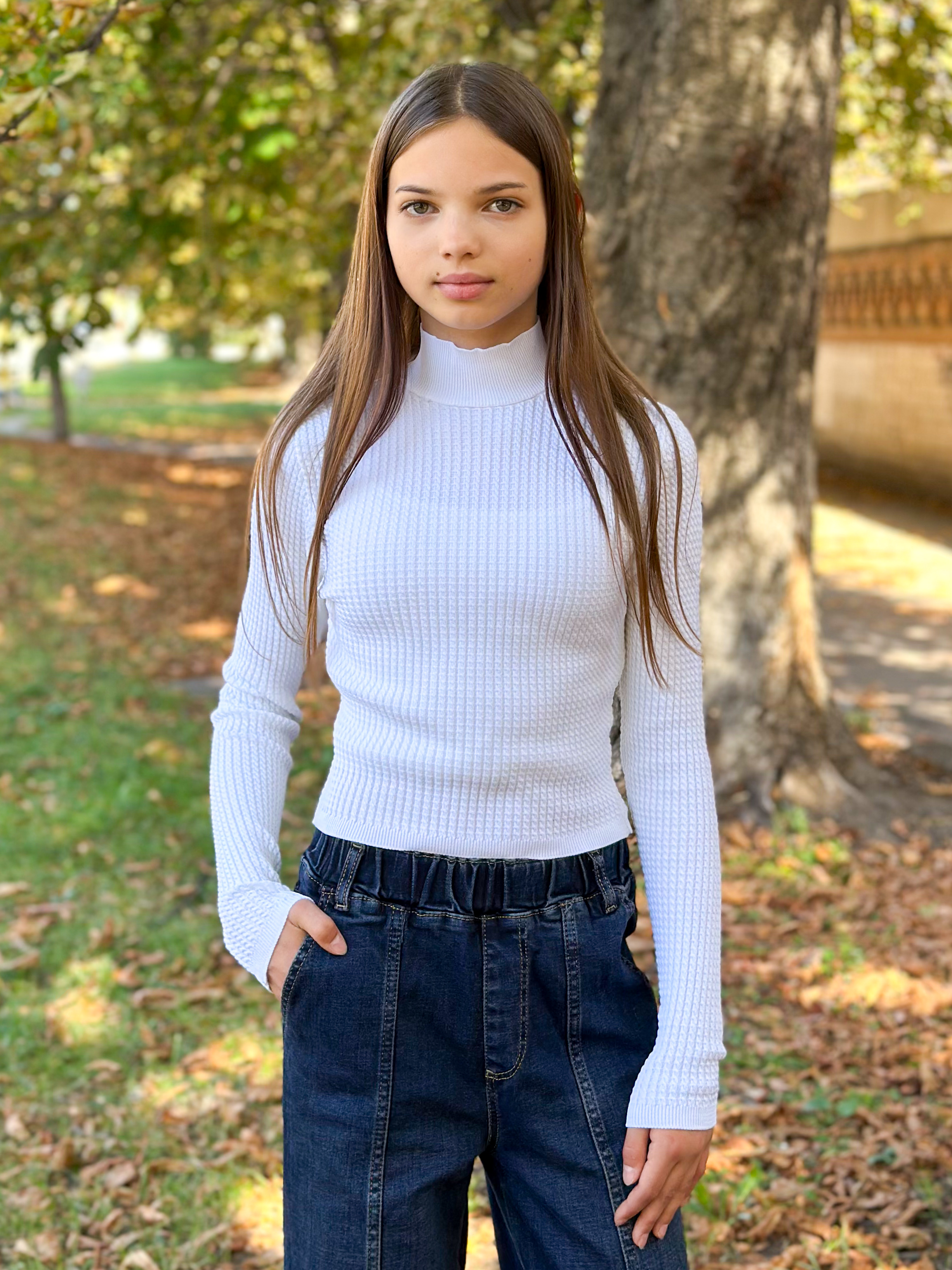 Гольф для девочки молочный Mini Moda 0809/гфмол