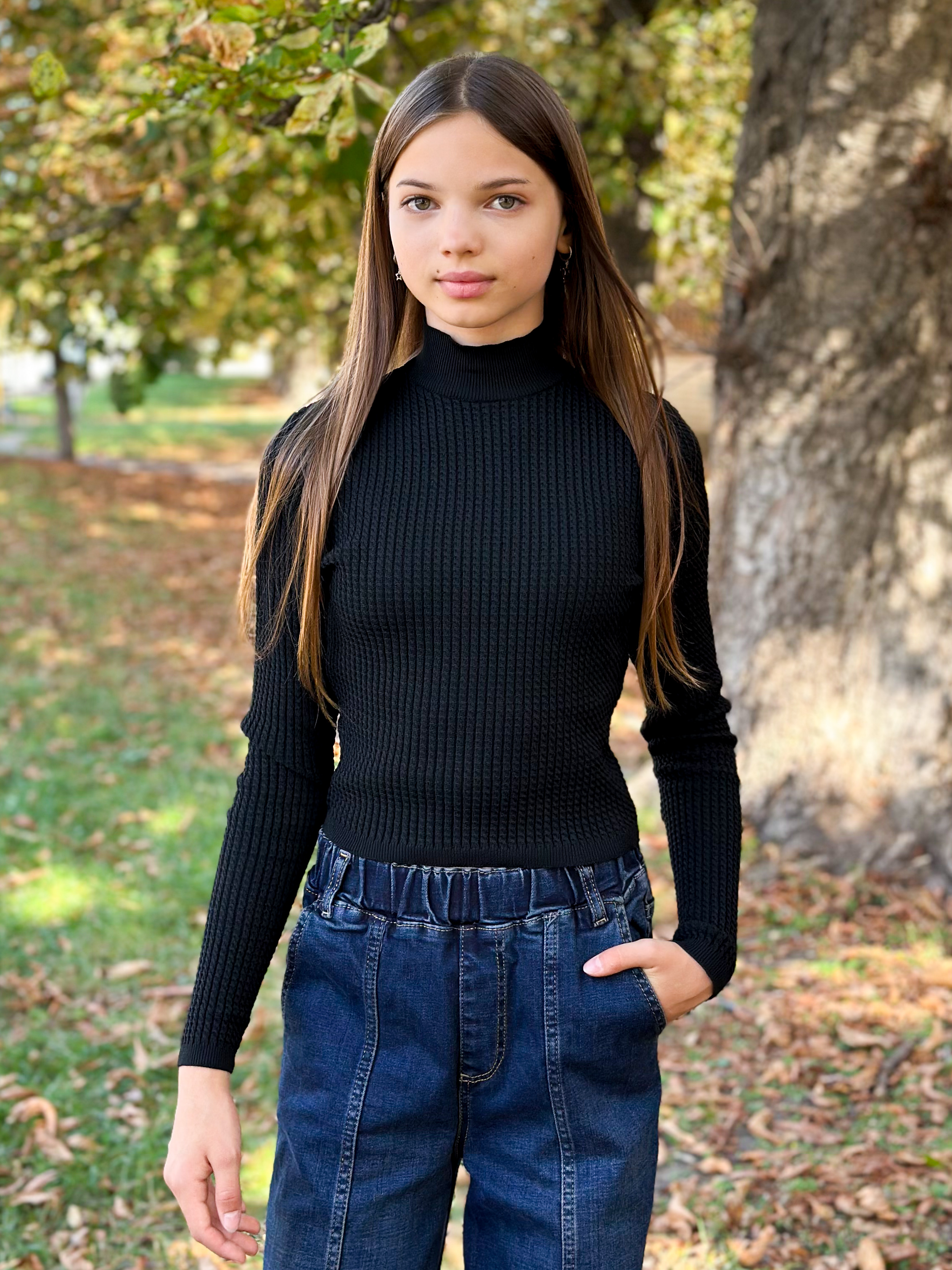 Гольф для девочки черный Mini Moda 0809/гф