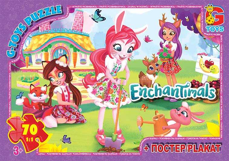 Пазлы 70 элементов Enchantimals + постер Унисекс G Toys EA 213