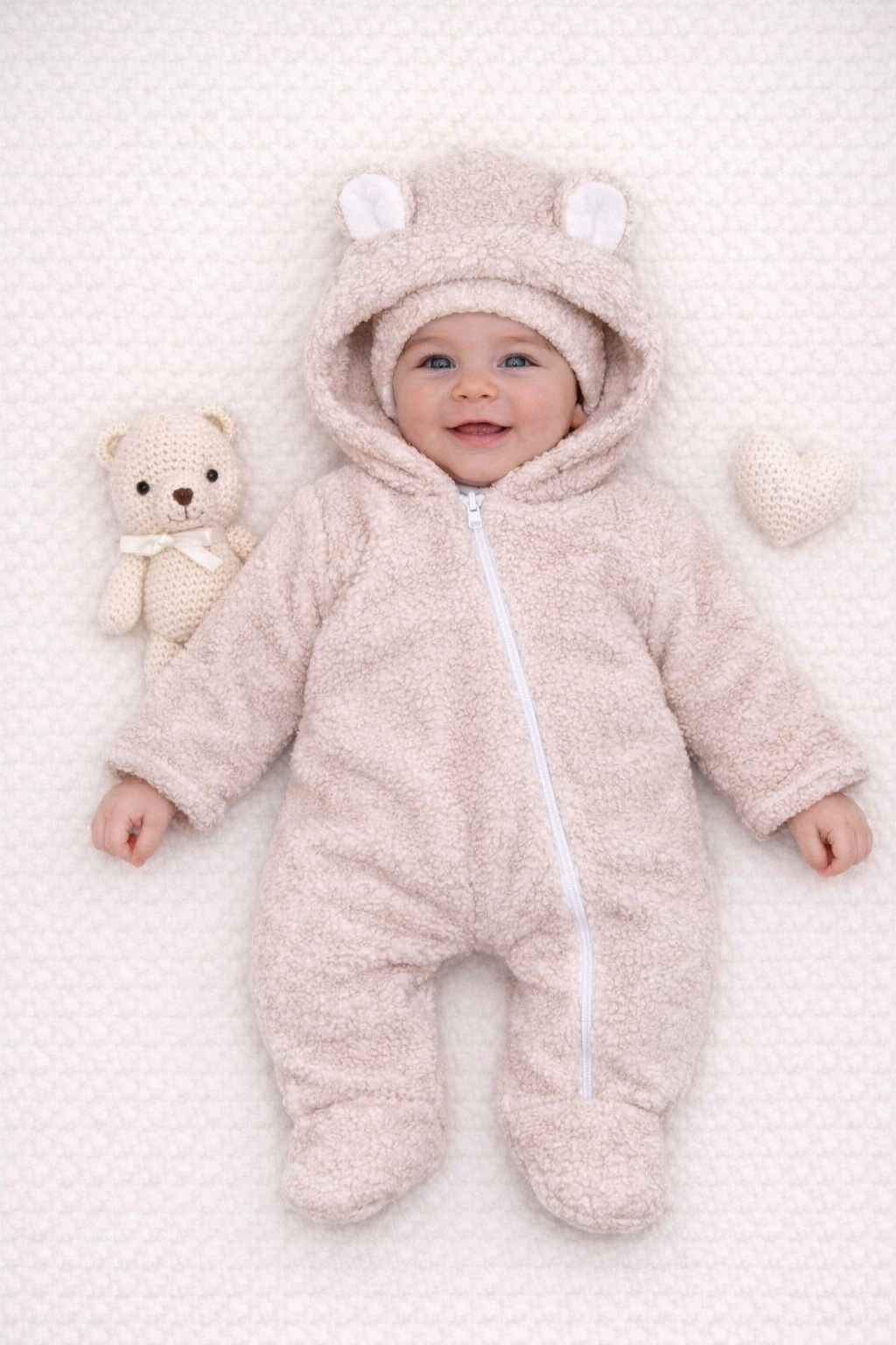 Комбинезон с шапкой для мальчика бежевый Angelok-Child кб/Теддібеж