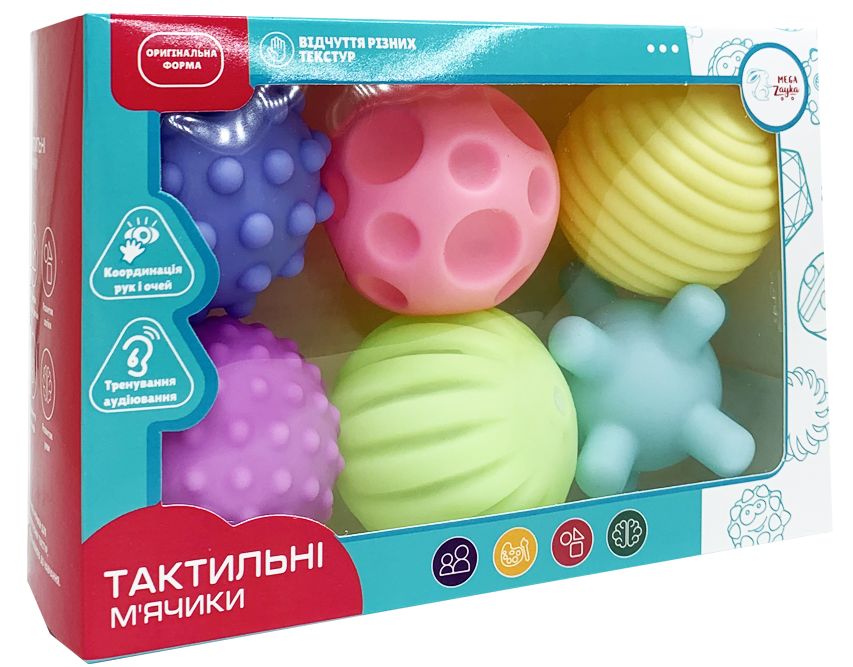Мяч сенсорный 6 штук в коробке Унисекс Mega Zayka 0926/м