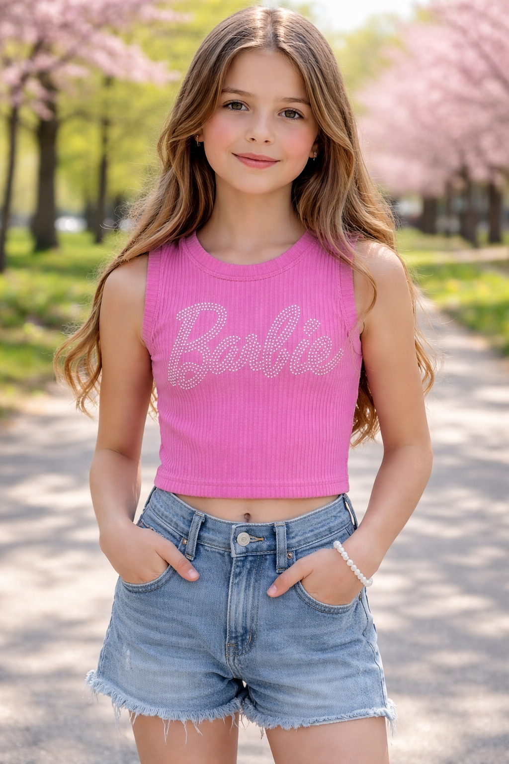 Топ со стразами для девочки сиреневый DimGerLena Barbie/буз