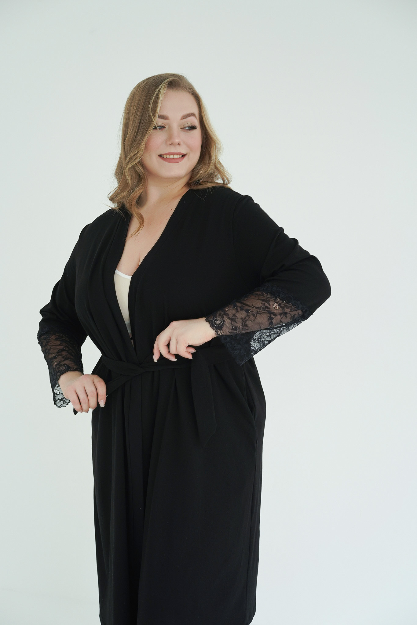 Халат для беременных и кормления Soft Lace Унисекс черный Мамин Дім 25318/чор