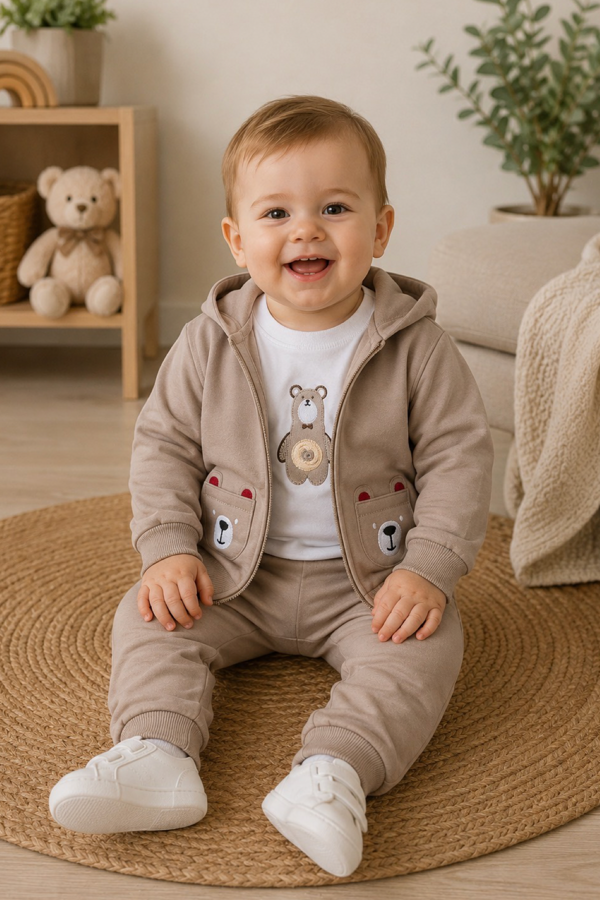 Костюм кофта, свитшот, штанишки для мальчика бежевый Alisa 8058/беж