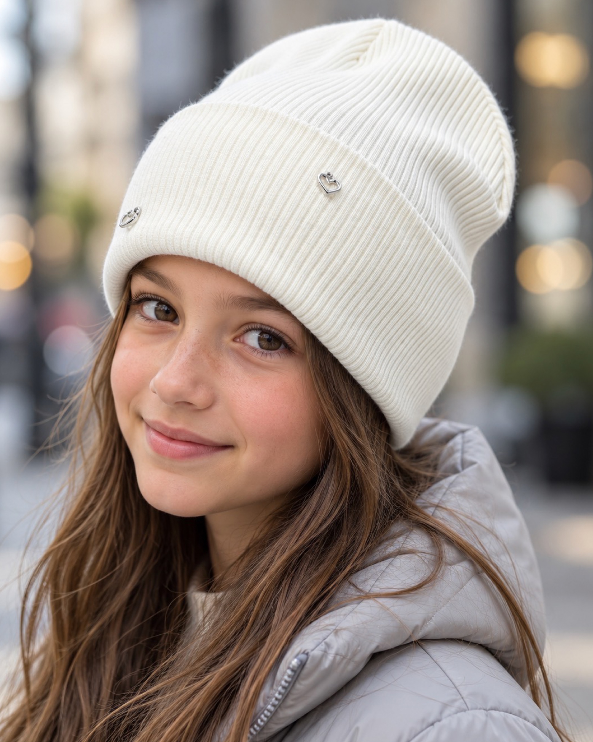 Шапка для дівчинки молочний Talvi Kids Стелла/мол