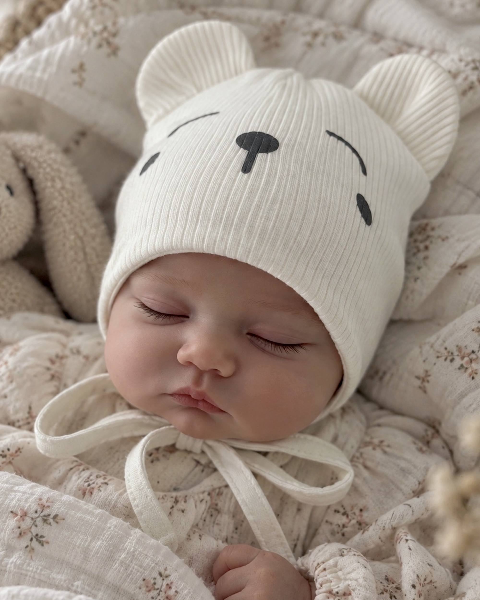 Шапка рубчик для дівчинки молочний Talvi Kids Топотун/мол