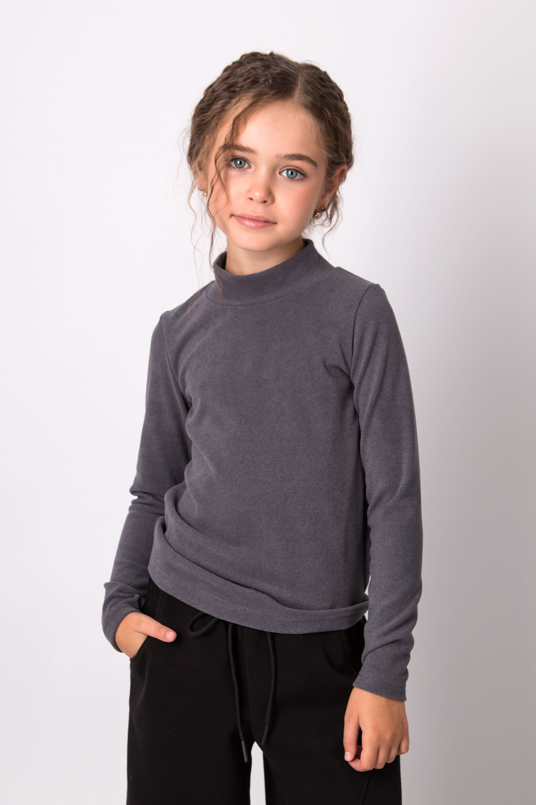 Гольф для дівчинки темно-сірий Mevis 5949-03