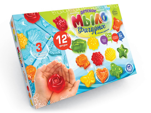 Набор для творчества Мыло фигурное: 12 фигурок, 3 блистерные формы Унисекс Danko Toys DFM-02-02